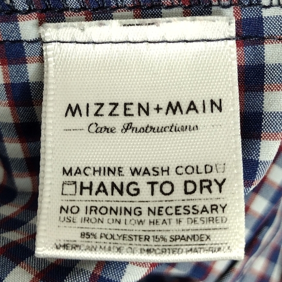 Mizzen+Main Leeward Men's Plaid Long Sleeve Button Down Dress Shirt Size XL - Picture 10 of 12